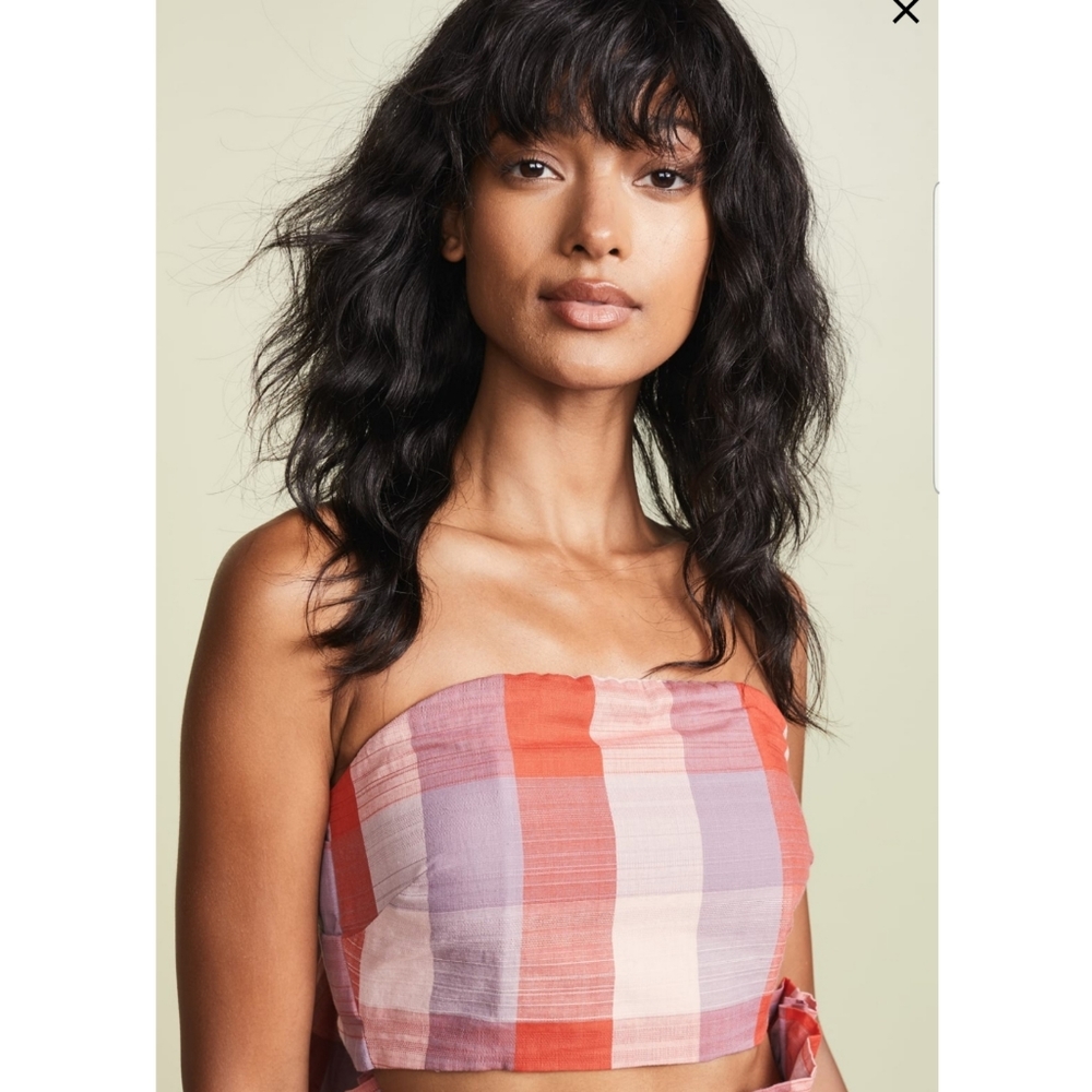 English Factory Checkered Bow Top Size XS